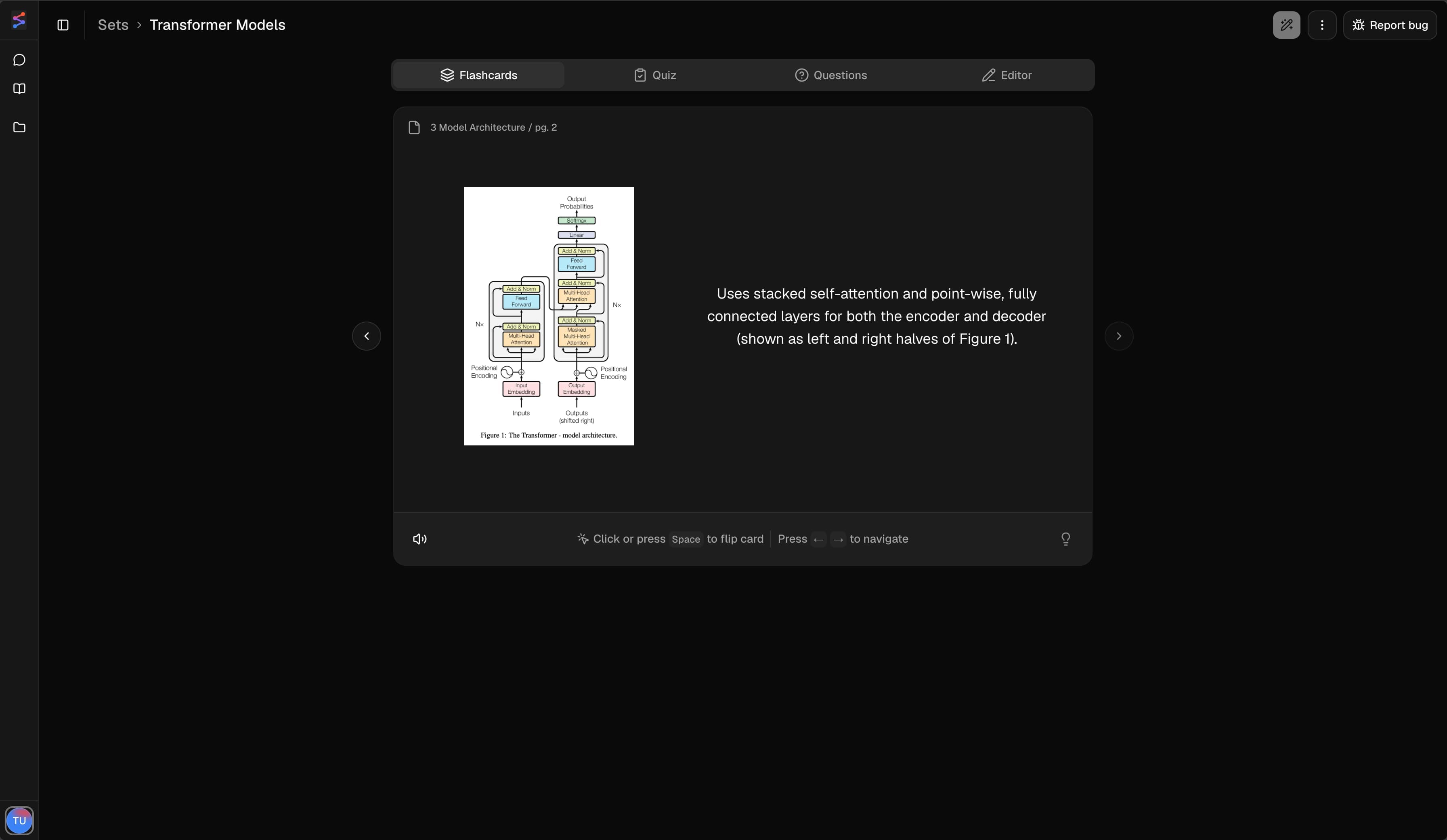 Spair AI flashcards feature