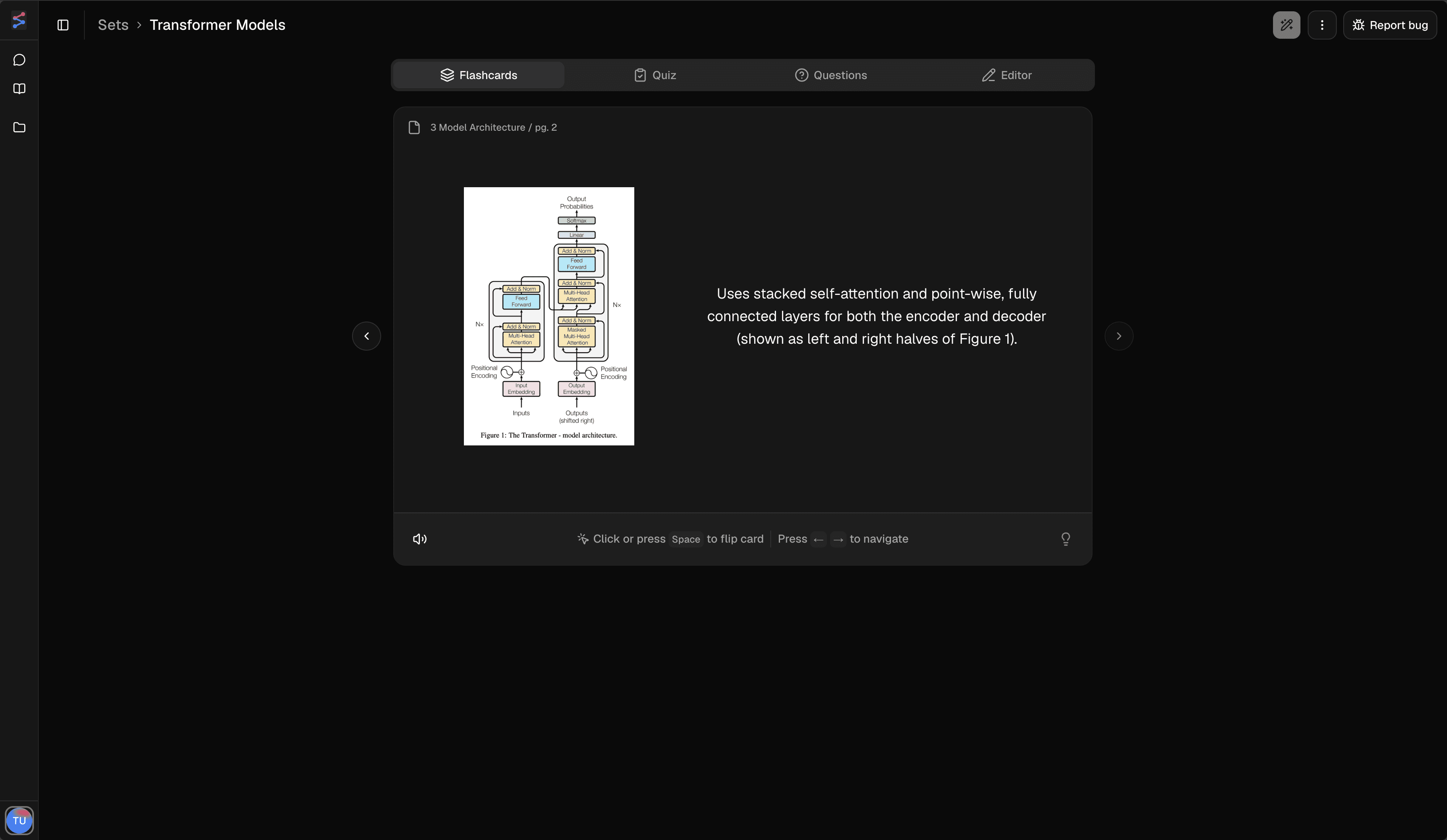 Spair AI flashcards feature