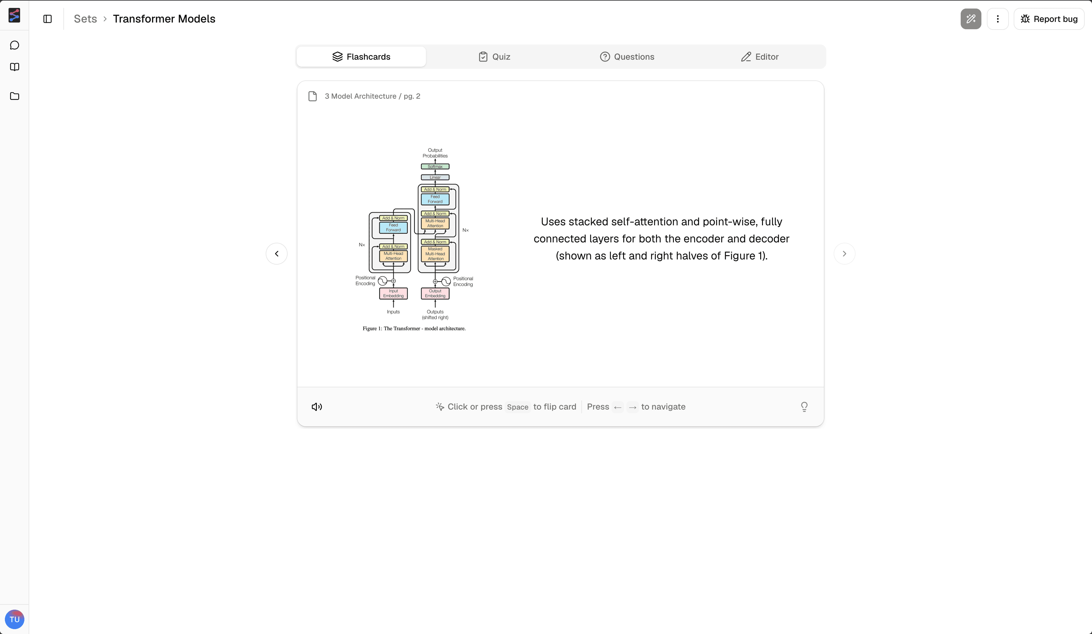 Spair AI flashcards feature